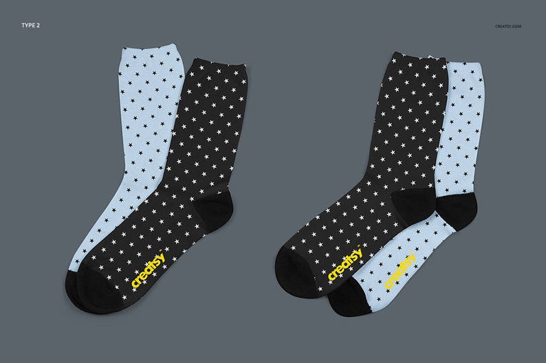 Download Sublimation Socks 2 Types Mockup Set | Etsy