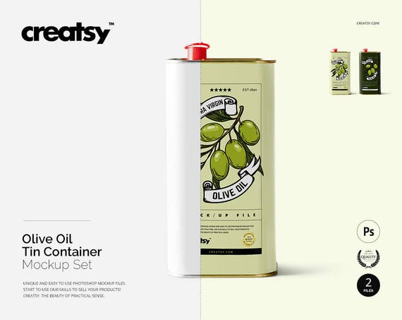 Olive Oil Tin Container Mockup Set Tins Template Metal Etsy