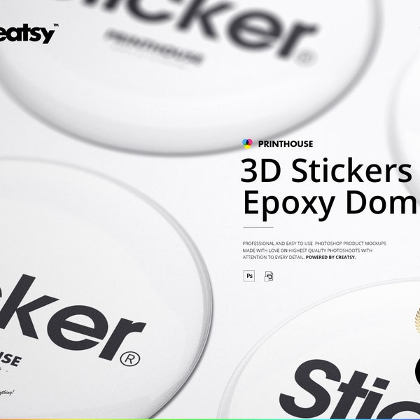 3D Epoxy Dome Stickers Mockup Set