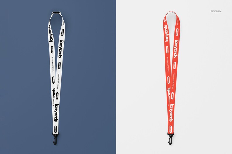 Polyester Lanyard Mockup Set Neck Strap Breakaway Buckle Metal Clip Editable PSD Files image 8