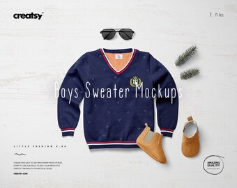 Boys Sweater Mockup Set (Little Fashion Series) Kids Sweater Template, Personalized Sweater