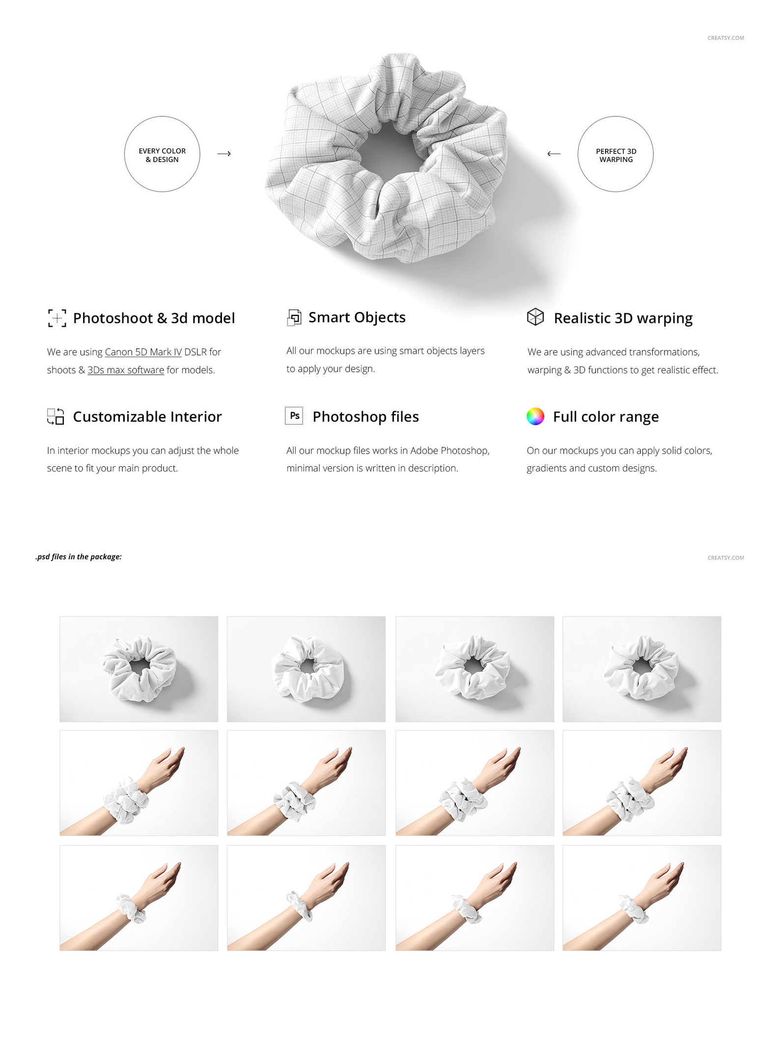 Download Hair Scrunchie Mockup Set | Etsy