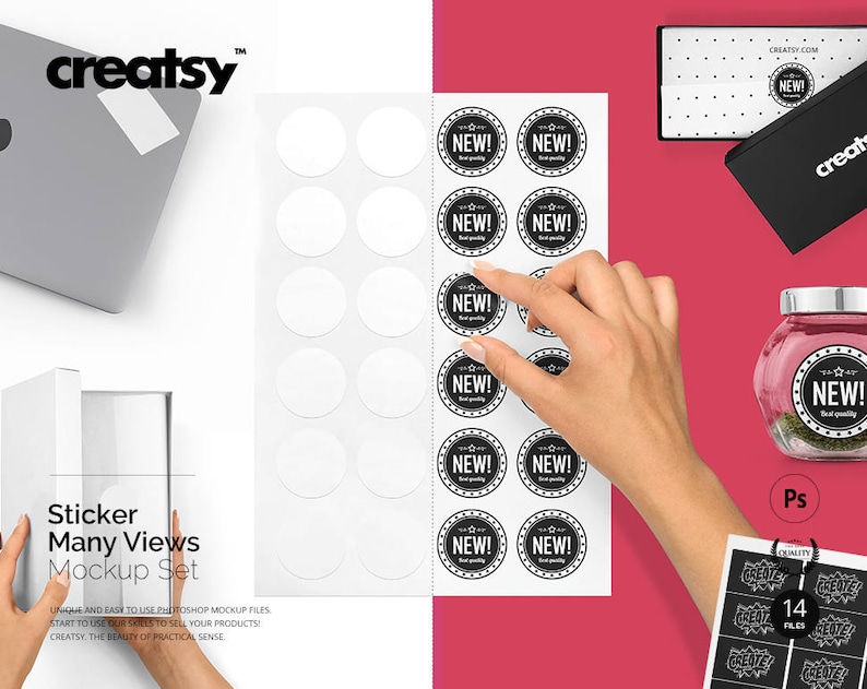 Download Round and Square Stickers Mockup Set Custom Printed Circle | Etsy
