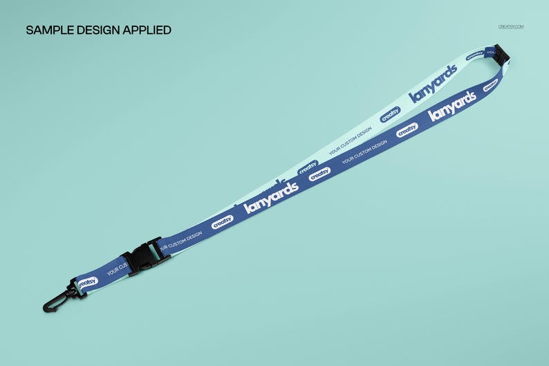 Polyester Lanyard Mockup Set Neck Strap Breakaway Buckle Metal Clip Editable PSD Files image 5
