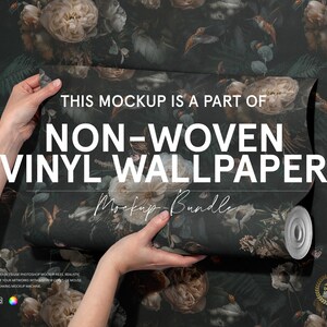 Non-woven Vinyl Wallpaper Mockup Set v.5, Editable Pattern Display Template, Digital PSD Files image 10