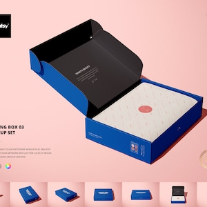 Mailing Box 3 Mockup Set, Custom Box Mockup, Personalized Box, Tissue Paper Mockup