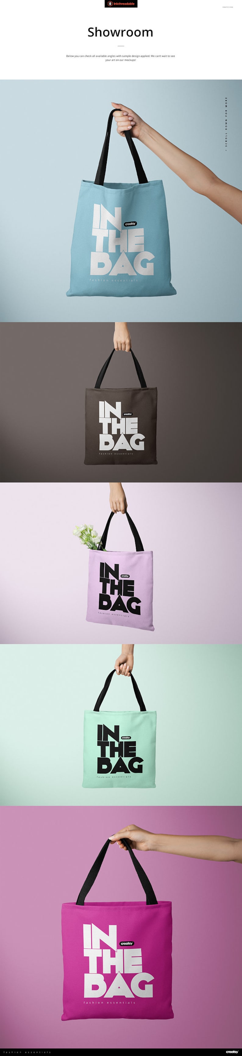 Download Polyester Tote Bag Mockup Set | Etsy