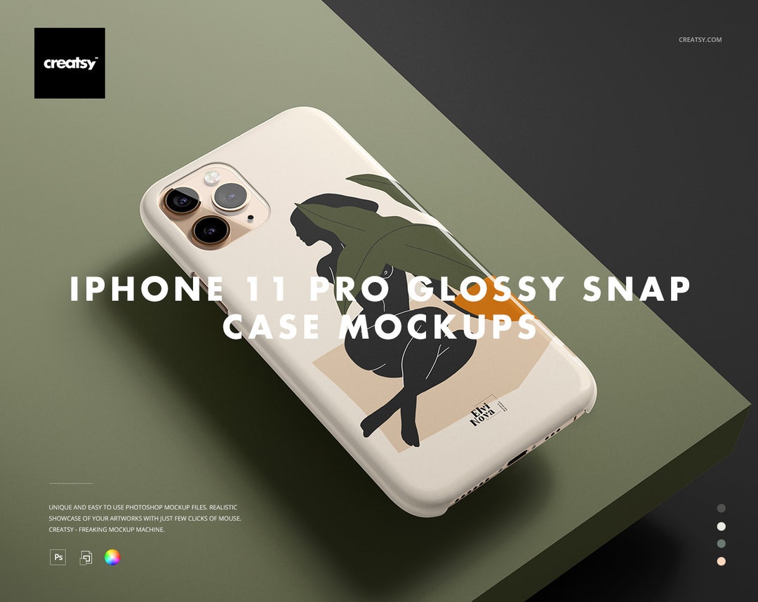 IPhone 11 Pro Glossy Snap Case Mockup Set