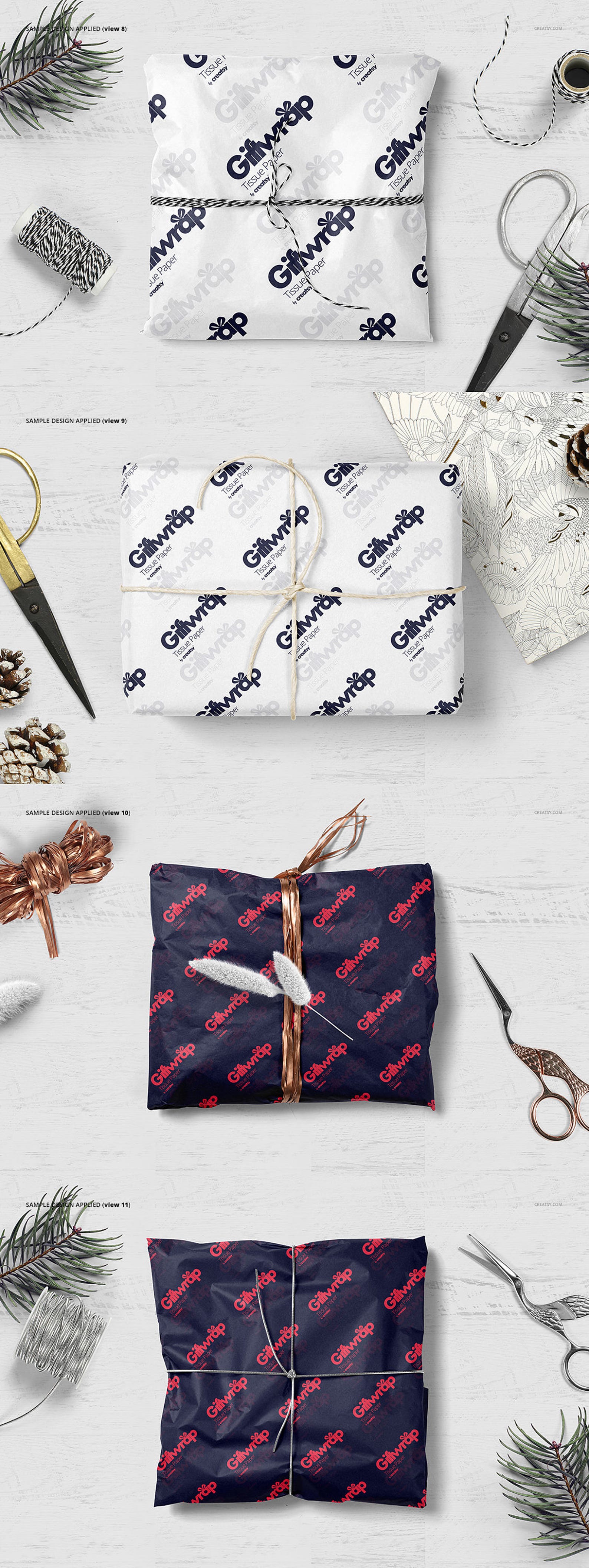 Gifts Wrapping Tissue Paper Mockup Set Custom Wrap Paper Etsy