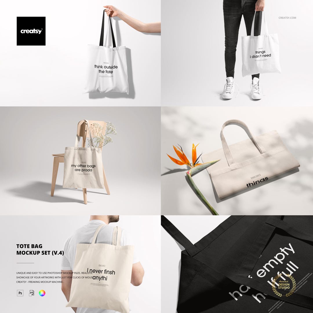 Tote Bag Mockup Set (v.4) - Etsy