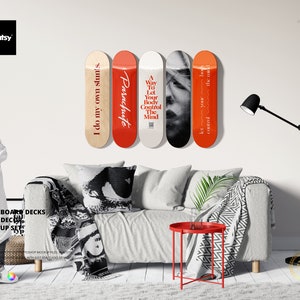 Skateboard Decks Wall Decor Mockup Set, Skateboard Decks Wall Template
