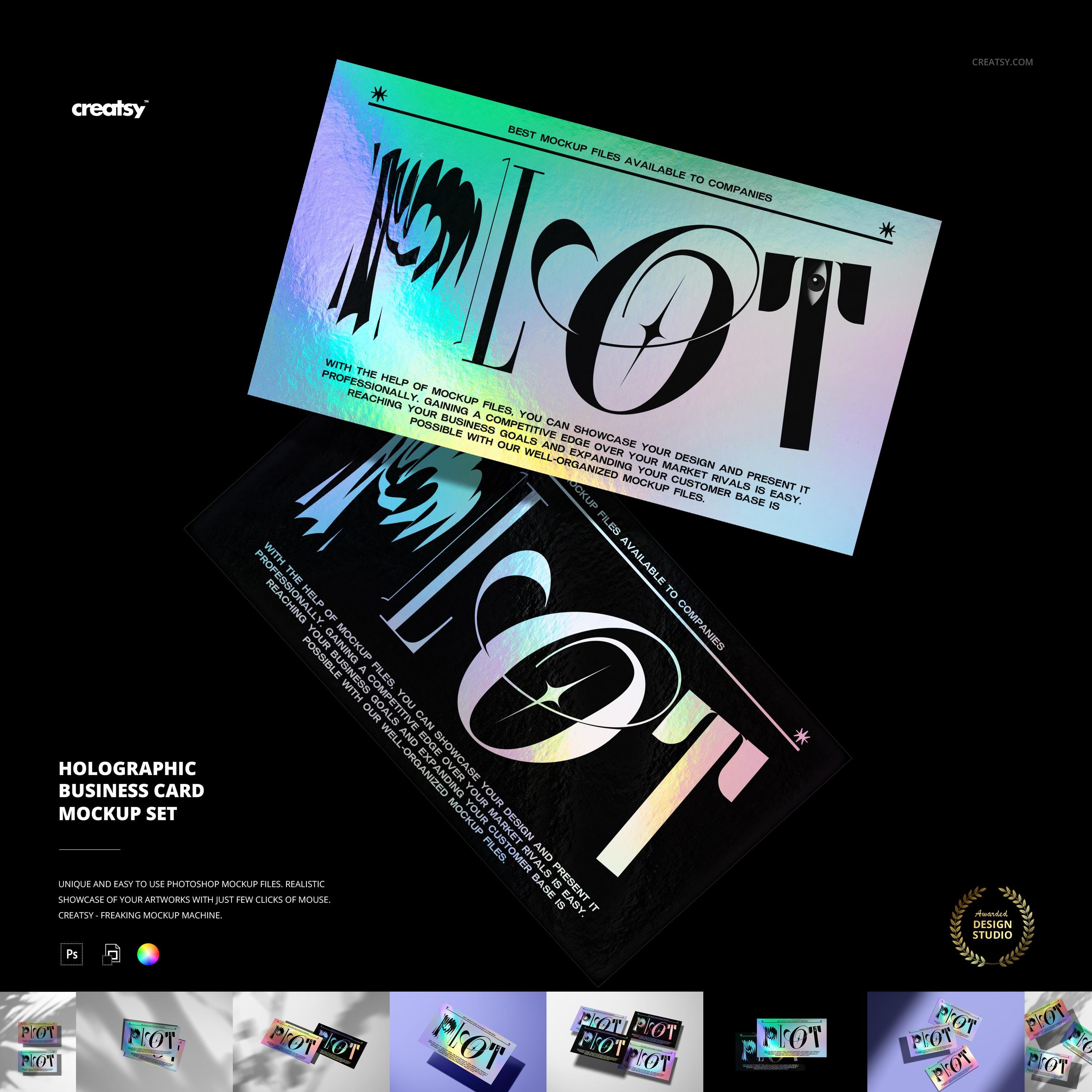 holographic business card mockup Urban Business Card Mockup main image 1