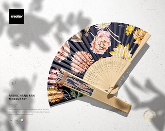 Fabric Hand Fan Mockup Set