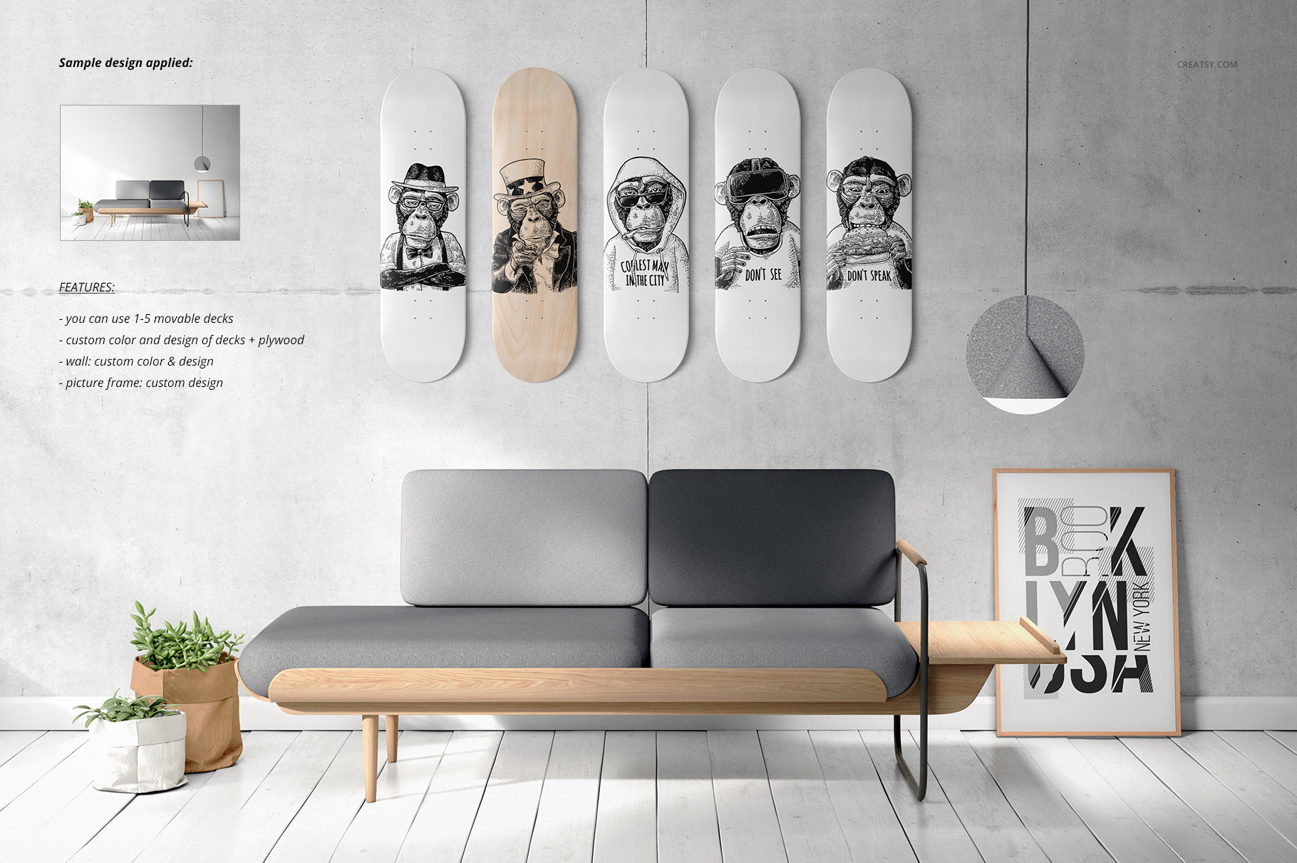 Skateboard Decks Wall Decor Mockup Set Skateboard Decks Wall Etsy Canada