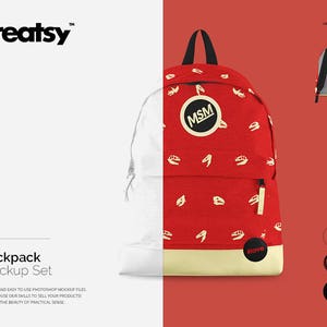 Backpack Mockup Set, Bagpack Template, Custom School Bag, Kids Backpack, Travel Bag, Custom Kids Bagpack,