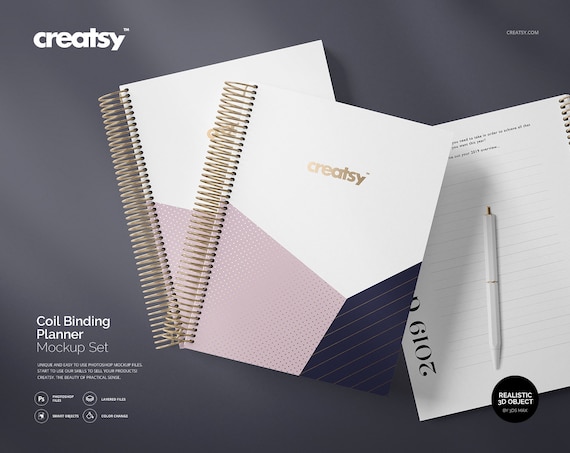 Coil Binding Planner Mockup Set Notebook Mockup Wedding Etsy