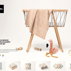 Crinkle Muslin Swaddle Blanket Mockup Set