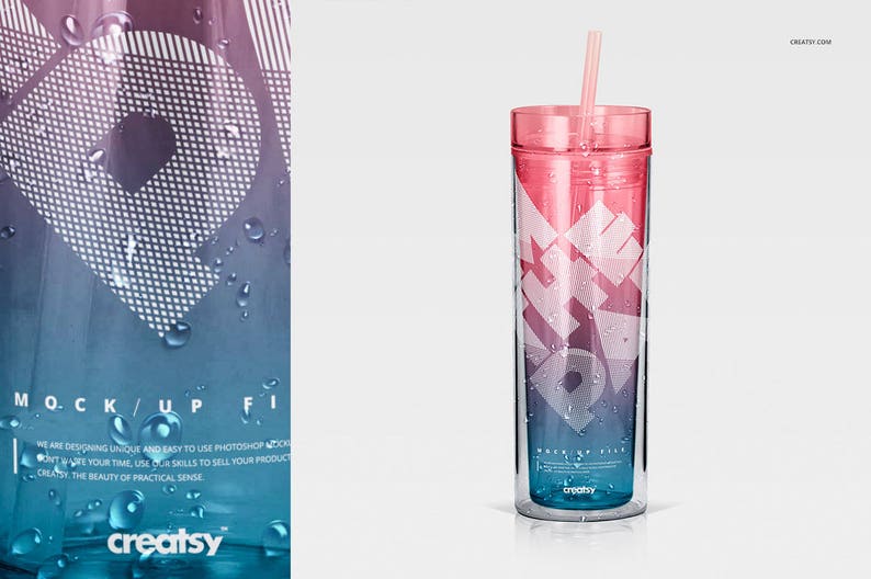 Double-Wall Acrylic Tumbler Mockup Set Plastic Water bottle | Etsy