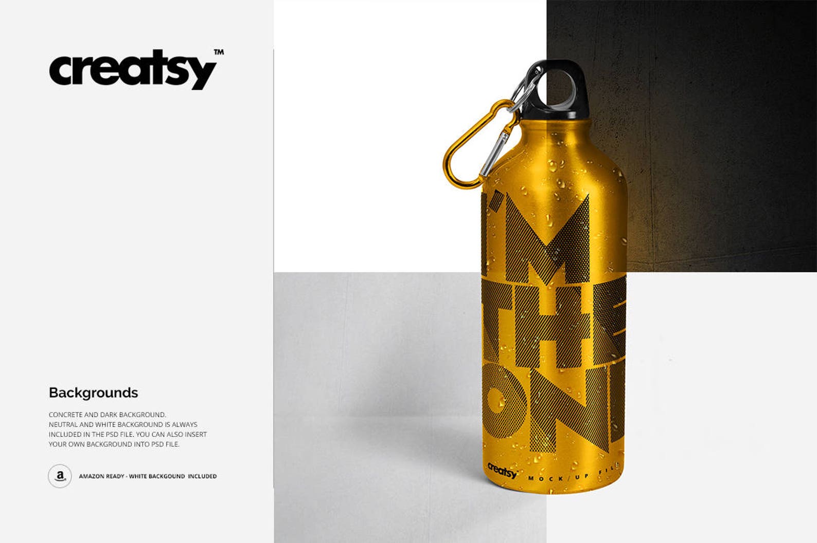 Aluminum Water Bottle Mockup Set Sport Bottles Mockup