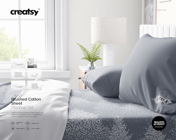 Download Brushed Cotton Sheet Mockup Set Sheet Template Pillow Etsy