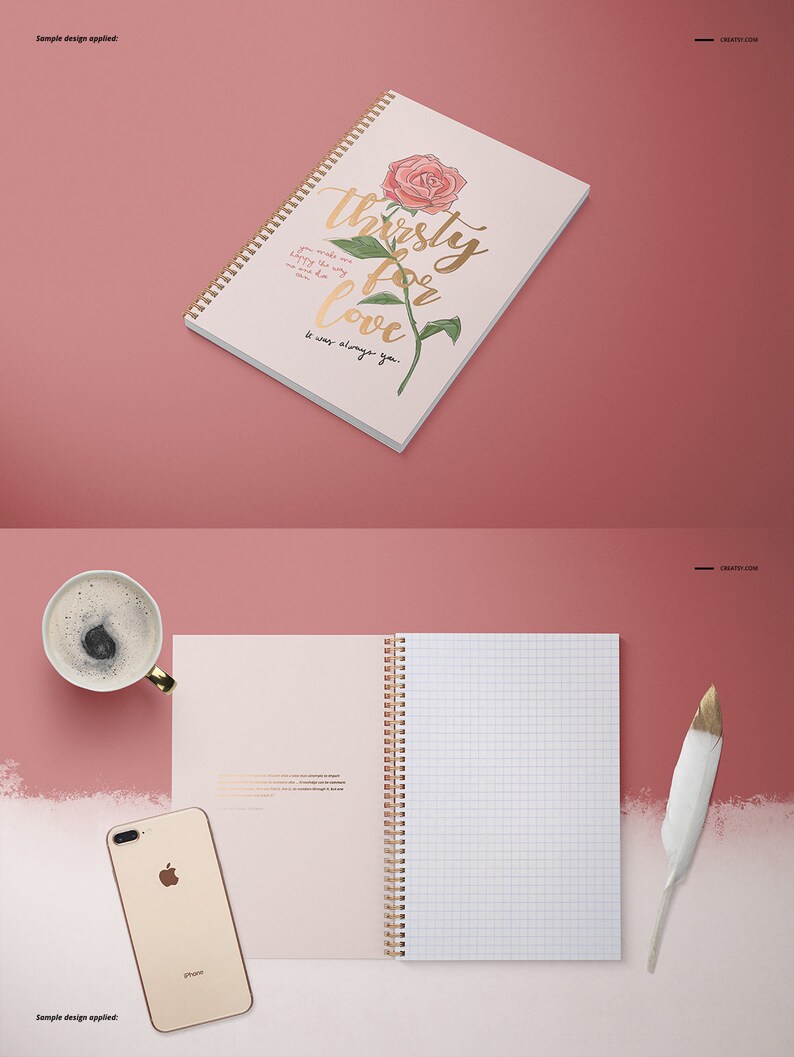 Download A4 Notebook Mockup Set square holes Notebook template | Etsy