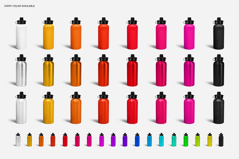 Download Aluminium Water Bottle 2 Mockup Set 2 Sport Bottles Mockup ...