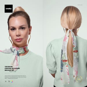 13 x 103 cm Chiffon Seidenschal Mockup Set