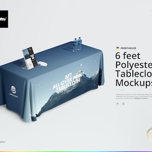 All-over Print 6ft Polyester Tablecloth Mockup Set