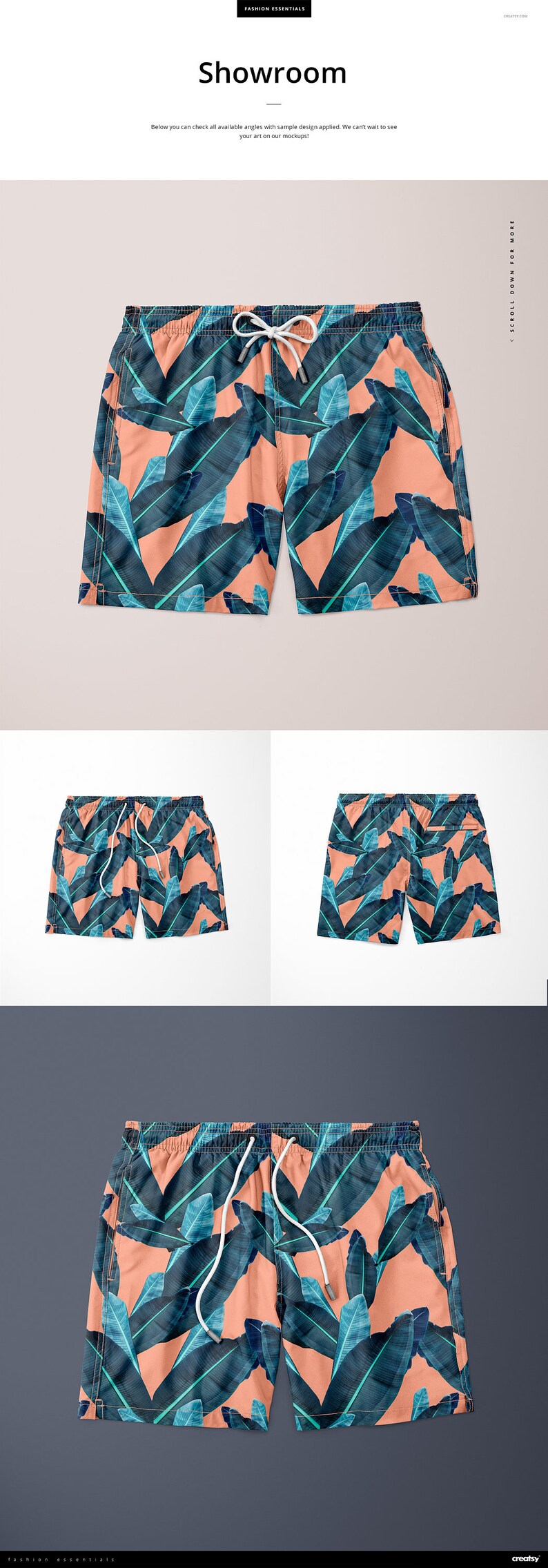 Download Men's Swim Trunks Mockup Set Swim Shorts Tempalte Custom ...
