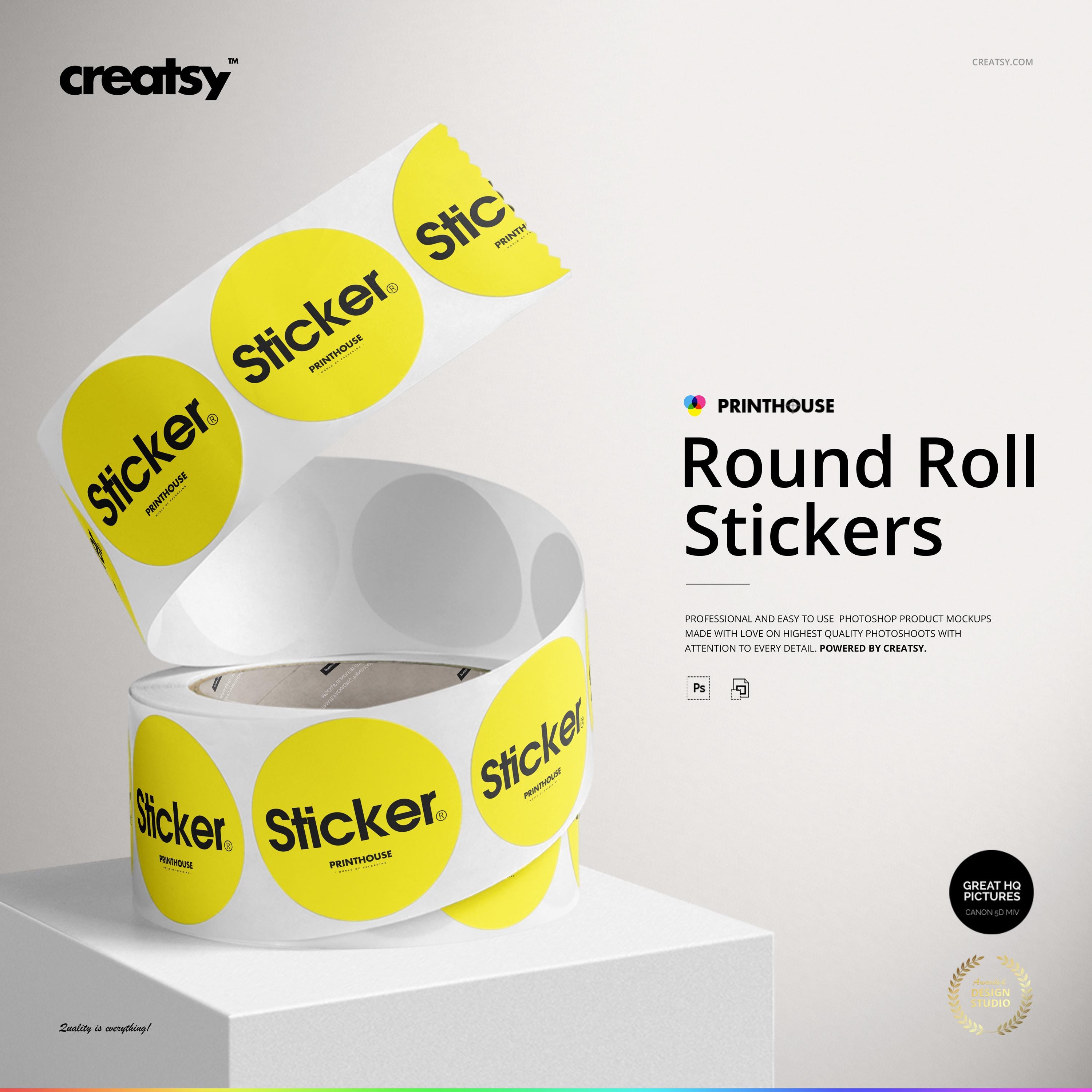 Mdf Side Sticker Rool Round Roll Stickers Mockup Set - Etsy