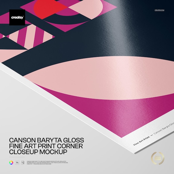 Canson Baryta Gloss Fine Art Print Corner Closeup Mockup