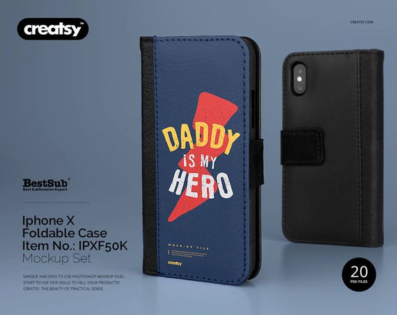 Download Iphone X Foldable Case Mockup Set Iphone 10 Template Custom Etsy