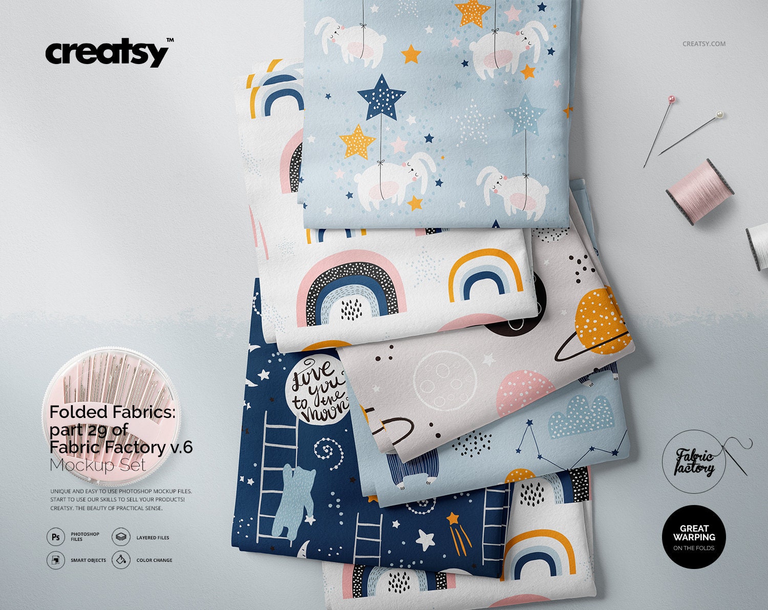 Download Folded Fabrics Mockup Part 29 Of Fabric Factory V 6 Etsy