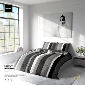 Conjunto de roupa de cama de casal para simulação