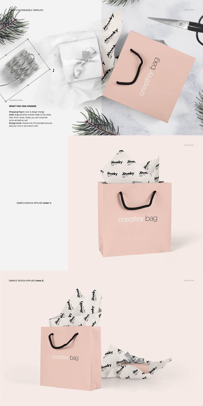 Download Jewelry Wrapping Tissue Paper Mockup Set Giftwrap Gift Bag ...