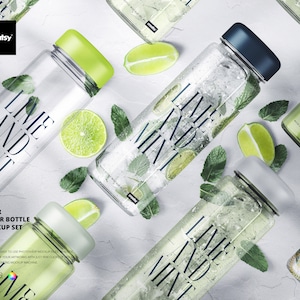 Clear Water Bottle Mockup Set