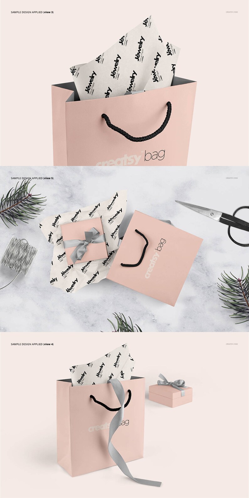 Download Jewelry Wrapping Tissue Paper Mockup Set Giftwrap Gift Bag ...