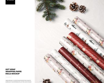 Gift Wrap Wrapping Paper Rolls Mockup