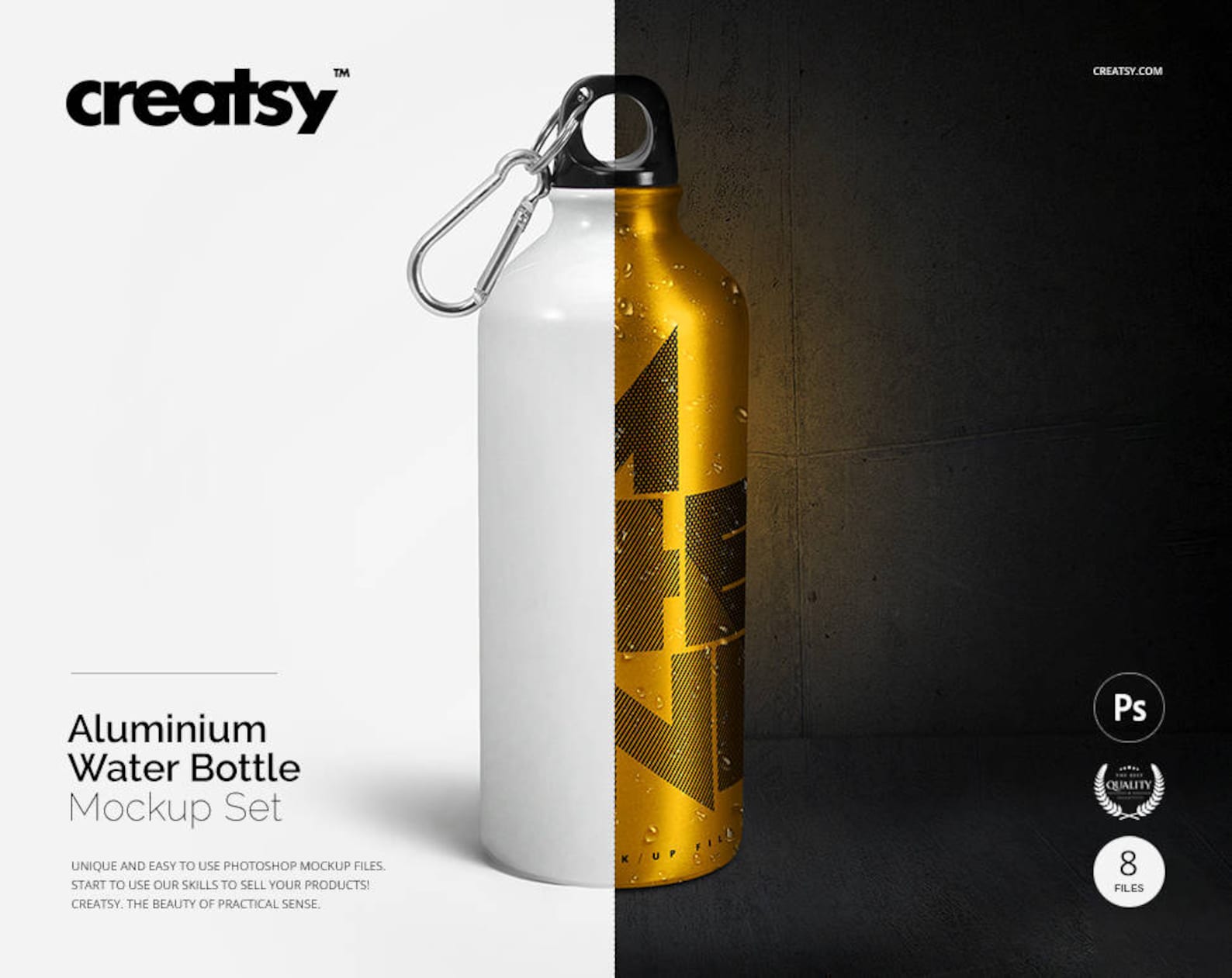 Aluminum Water Bottle Mockup Set Sport Bottles Mockup