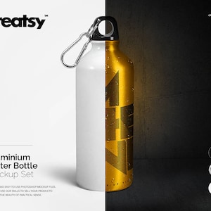 Aluminum Water Bottle Mockup Set, Sport Bottles Mockup, Travel Mug Mockup, Stainless Steel Water Bottle Template, Cup Mockup Sublimation,