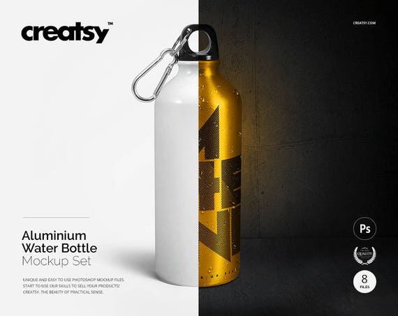 Download Aluminum Water Bottle Mockup Set Sport Bottles Mockup Travel Etsy
