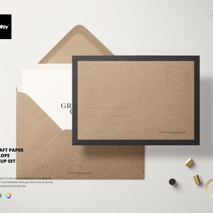 Ensemble de maquette d'enveloppe en papier kraft C6