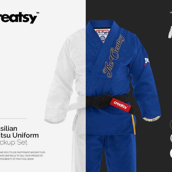 Brasilian Jiu Jitsu Uniform Mockup, Sport Mockup, Karate Mockup, Judo Vorlage, Gürtel Tag, Label Mockup, Benutzerdefinierte Farbe, Hintergründe, PSD, Mock