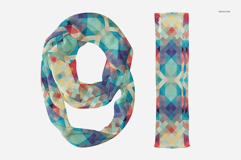 Download Infinity Scarf Mockup Oblong Scaf Chiffon Fabric Neck | Etsy