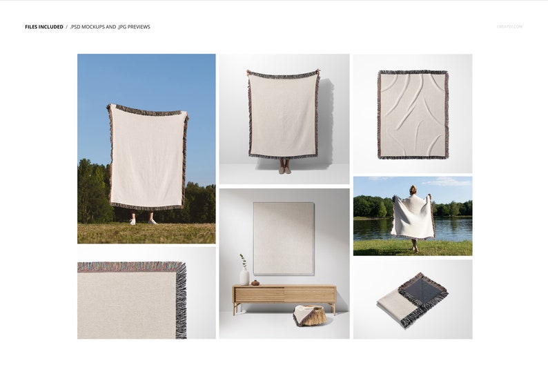 Jacquard Fringed Woven Throw Blanket Mockup Set v.5 image 2