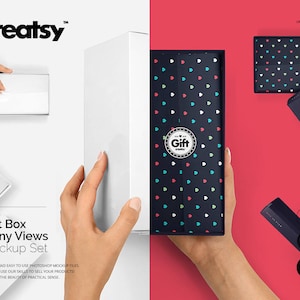 Conjunto de maquetas de caja de regalo, plantilla de caja de correo, cajas Kraft, caja digital de lujo con pegatina, caja de envío, cajas de cartón, embalaje
