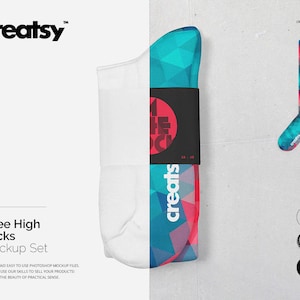 Knee High Socks Mockup Set, Socks Template, Socks With Label Tag, Hiking Sock Template Custom Tag Sublimation, Socks Blank, Personalized PDS