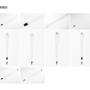 Polyester Lanyard Mockup Set Neck Strap Breakaway Buckle Metal Clip Editable PSD Files image 2