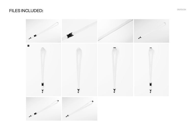 Polyester Lanyard Mockup Set Neck Strap Breakaway Buckle Metal Clip Editable PSD Files image 2