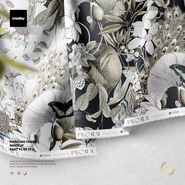 Hanging Fabrics Mockup (Part 11 of Fabric Factory v.6))